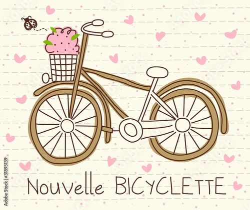vector cute bicycle with basket
