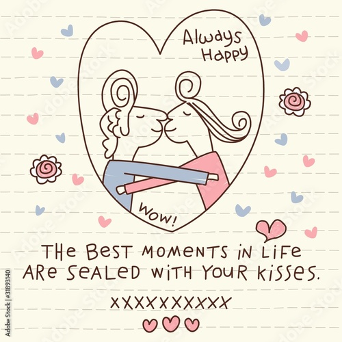 Vector Cute Couple Kisses