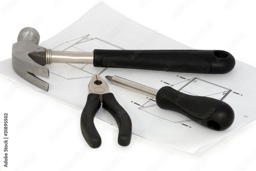 Obraz premium tools with furniture assembling instruction sheet