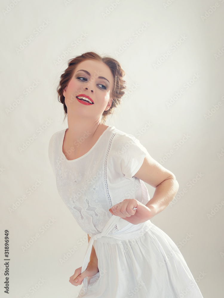 Pretty sensual summer girl with natural make-up. isolated on whi Pretty sensual summer girl with natural make-up. isolated on whi