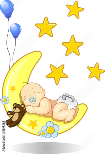Bimbo che dorme sulla luna