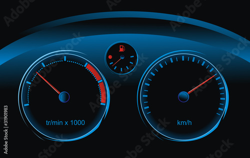 dashboard car - tachometer, speedometer and fuel level sensor