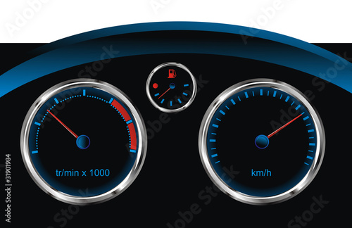 dashboard car - tachometer, speedometer and fuel level sensor