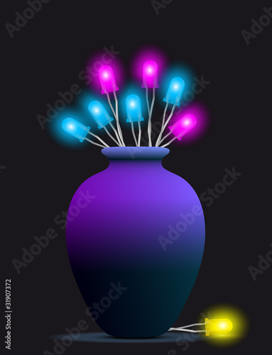 vaso di led fuxia e azzurri