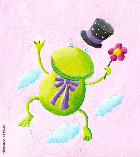 Funny frog jumping