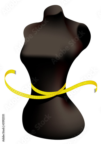 Mannequin and measuring tape.