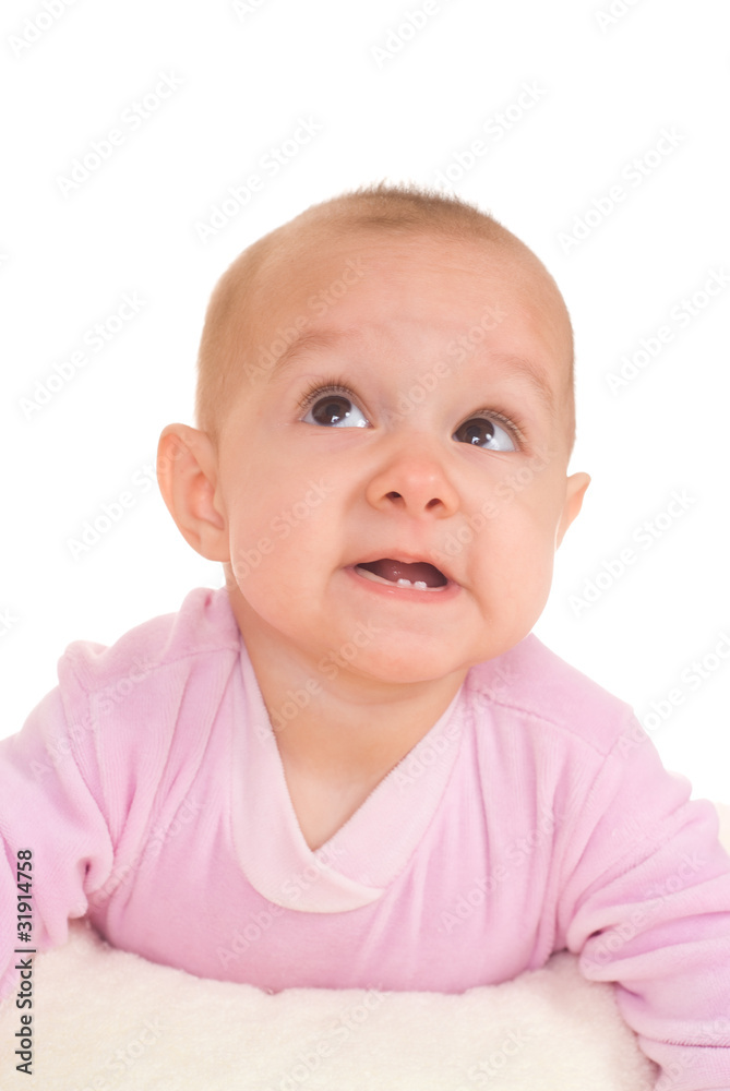 happy baby on a white