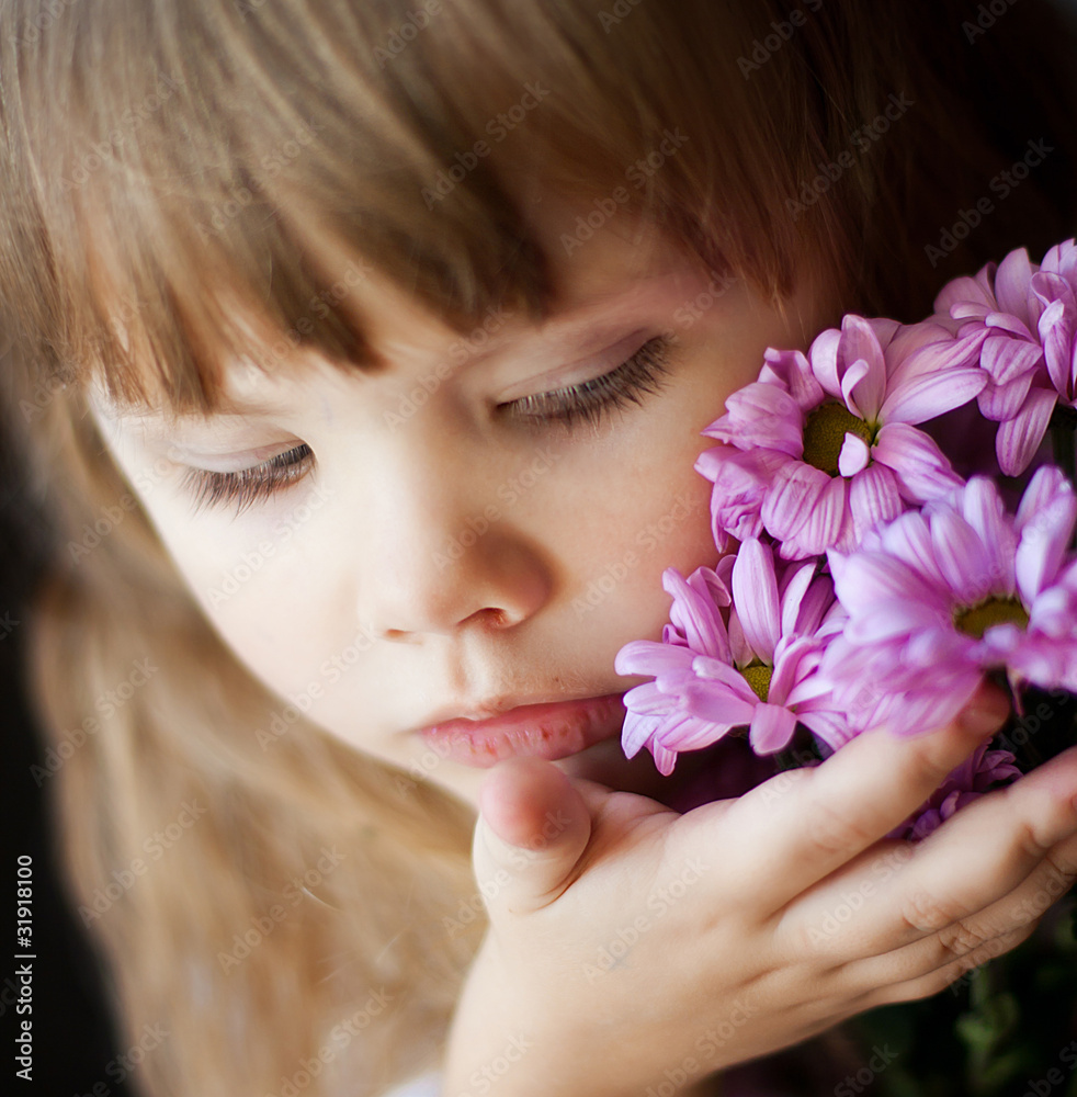 Rest of the little girl in village