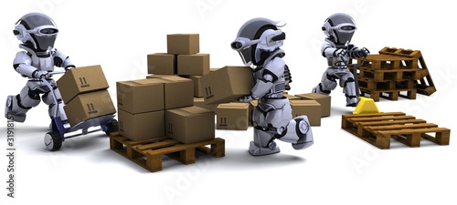 Robot with Shipping Boxes