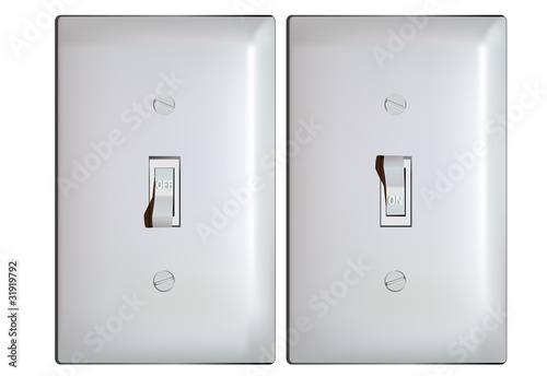 Electric light switch in ON and OFF positions