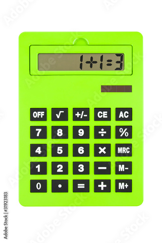 Green Calculator showing Wrong, paradoxical Calculation