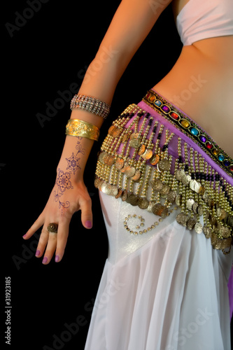 Young Belly Dancer, mid section, abdomen close-up