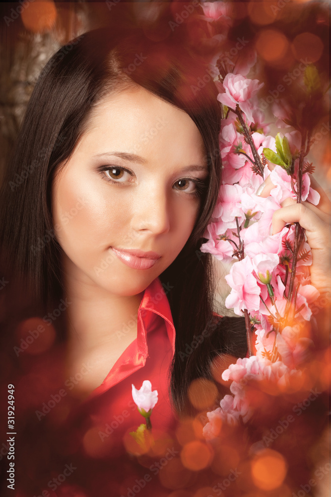 Fototapeta premium Beautiful girl in a luxurious vintage interior