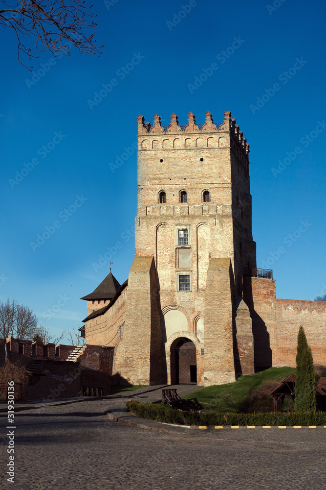 Central tower of the Lubert castle in Lutsk, Ukraine.