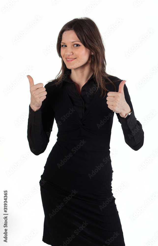 Young beautiful woman with two thumbs up! Young beautiful woman with two thumbs up!
