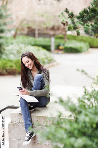 Ethnic student texting