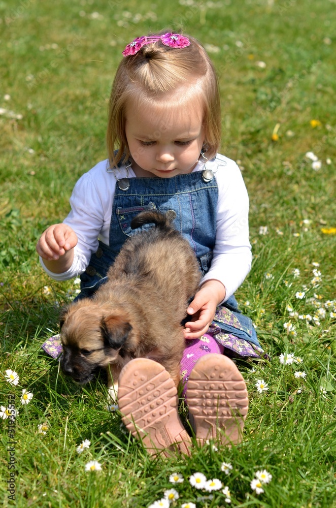 Obraz premium fille et chiot
