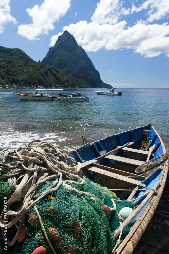 Fishing Boat On A Caribbean Beach