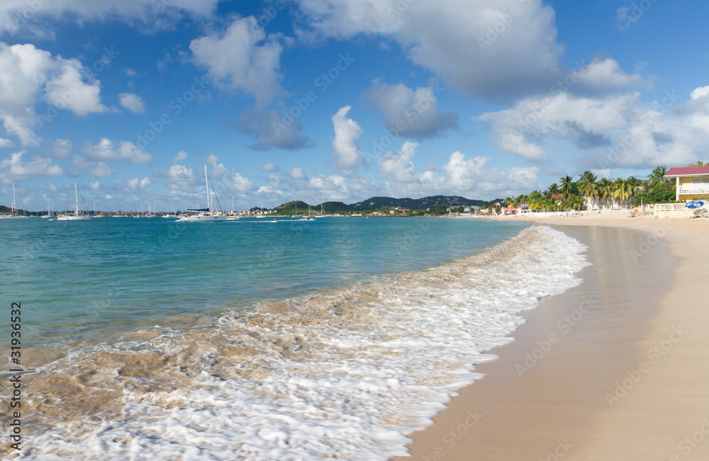 Obraz premium Surf On A Caribbean Beach