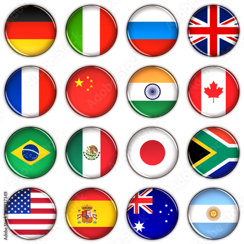 Various country buttons over white background Free Download Various country buttons over white background - GFXLoad