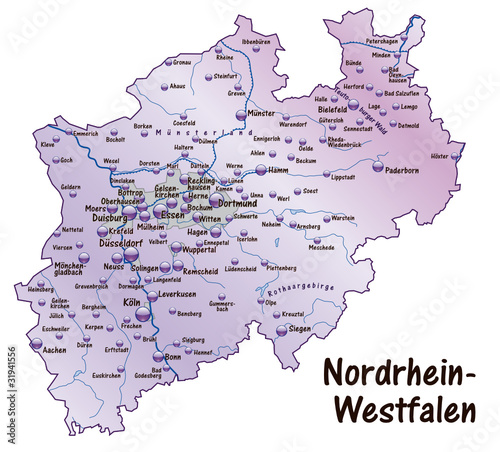 Nordrhein-Westfalen Übersicht flieder in SVG