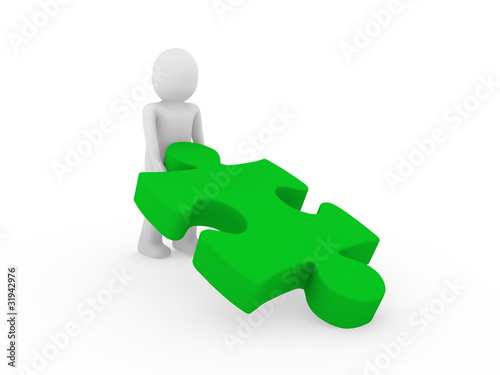 3d human puzzle green
