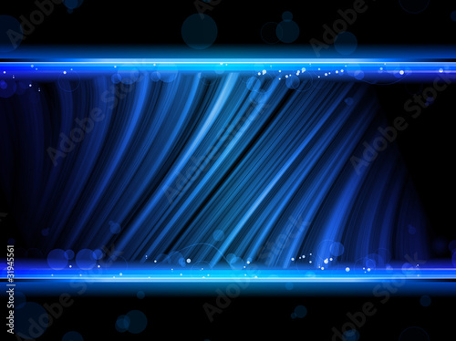 Disco Abstract Blue Waves on Black Background
