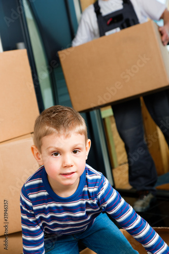 Family moving in their new house