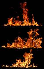 High resolution fire collection isolated on black background