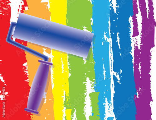 Rainbow painting roller. Abstract illustration.