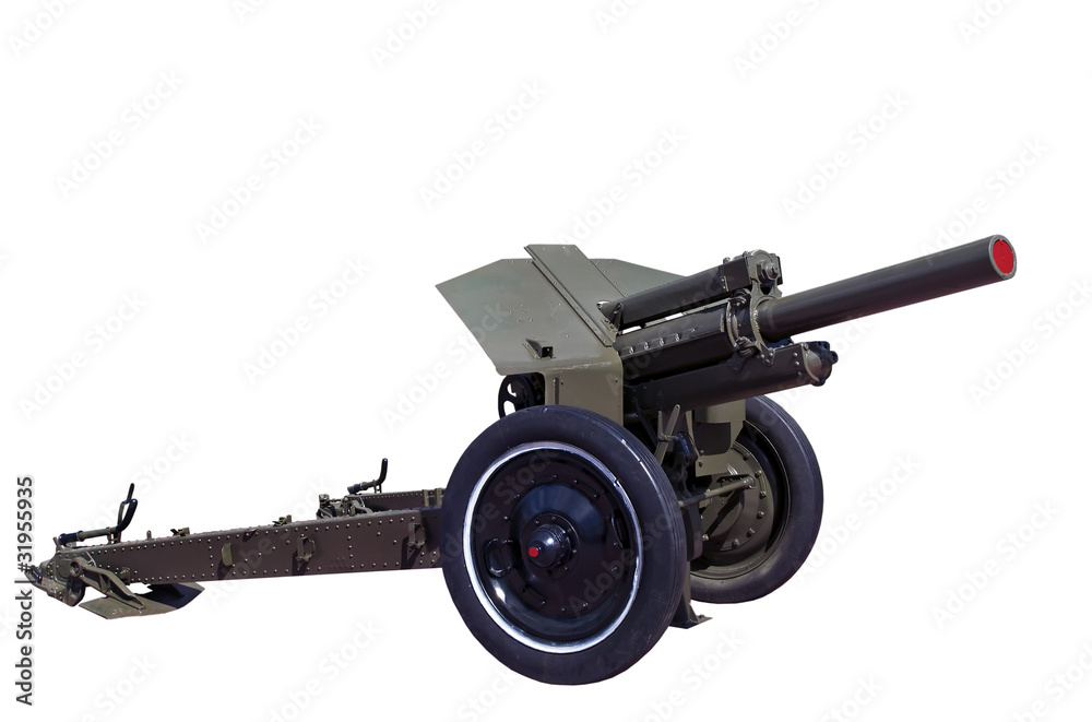 world war two vintage rarity soviet howitzer M30 isolated on whi