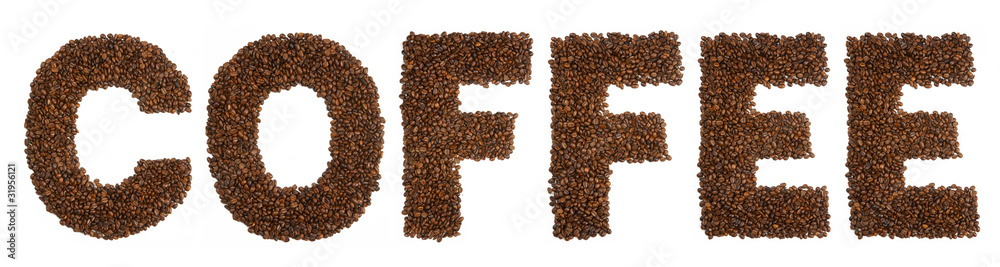COFFEE shape made from coffee beans COFFEE shape made from coffee beans