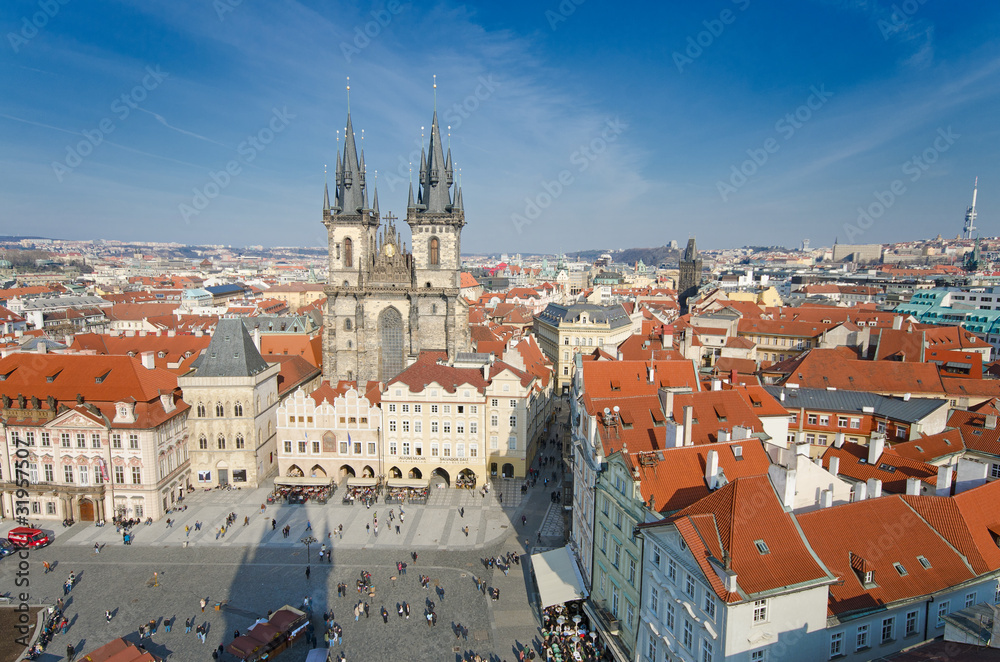 Obraz premium Old Town Square (Staromestske Namesti),birds eyes view, Prague