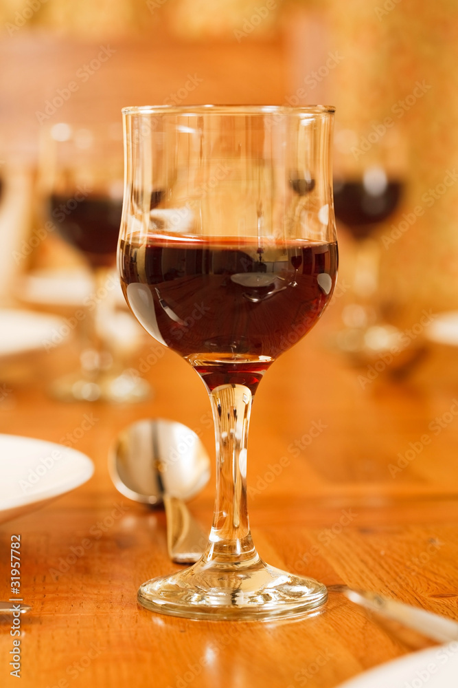 Wine glasses on table Wine glasses on table