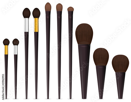 set of cosmetic brushes isolated on white