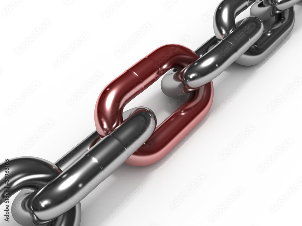 Obraz premium Iron chain with red link