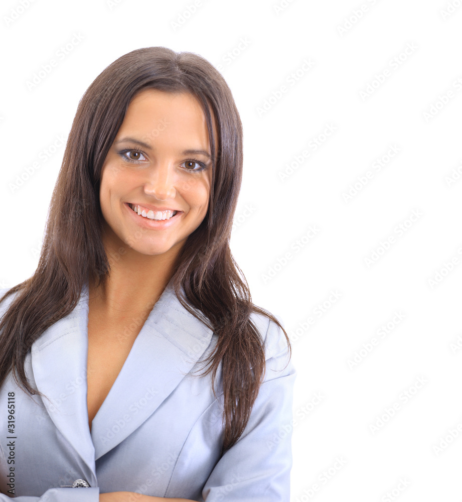 Young happy businesswoman, isolated on white Young happy businesswoman, isolated on white