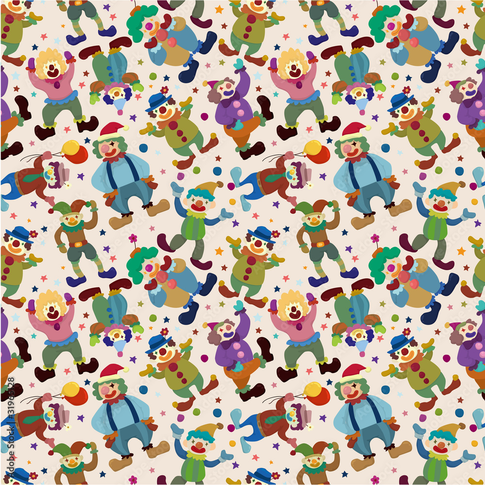 seamless cartoon circus clown pattern seamless cartoon circus clown pattern
