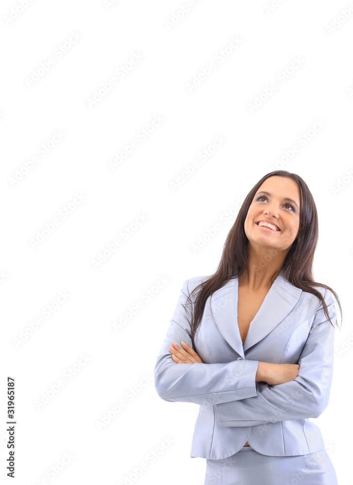 Young happy businesswoman, isolated on white Young happy businesswoman, isolated on white