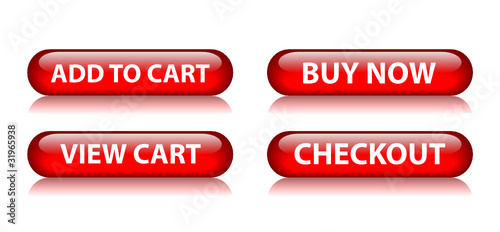 ADD TO CART | VIEW CART | BUY NOW | CHECKOUT Red Web Buttons Set