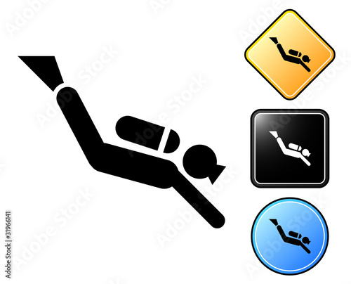 Diver pictogram and signs