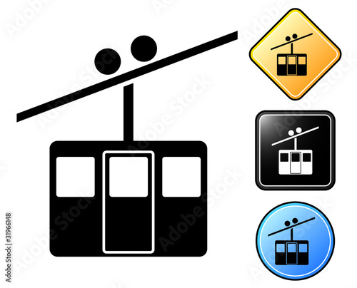 Cable car pictogram and signs photo