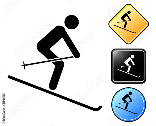 Ski pictogram and signs