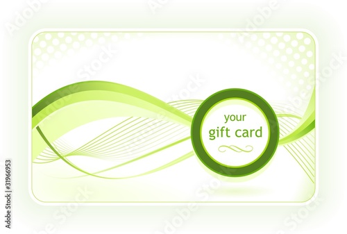 Beautiful gift / business card with wavy pattern in green