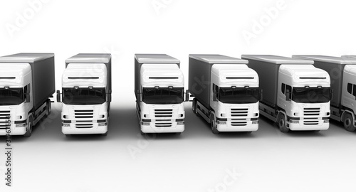 white trucks on white background photo
