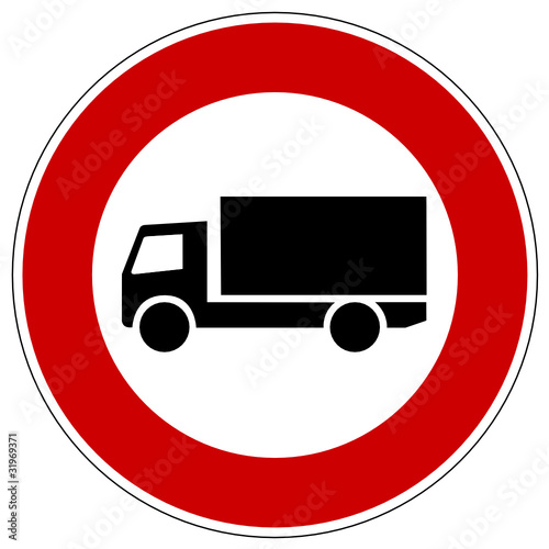 Einfahrt verboten für Lkws,  Verkehrsschild