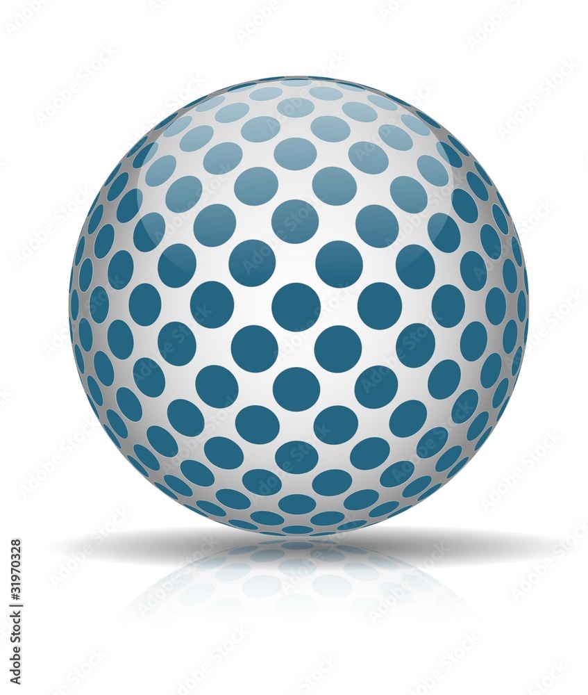 Abstract ball with blue circles isolated on white background Abstract ball with blue circles isolated on white background