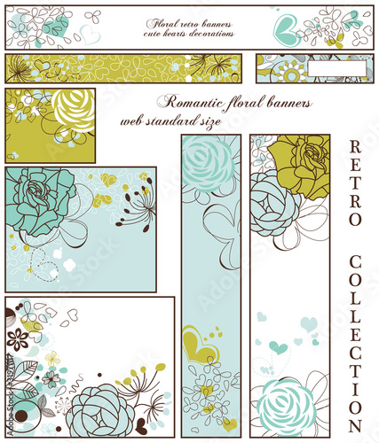 Retro floral banners; standard web size