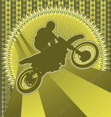 Vintage background design with motorcyclist silhouette. Vector i