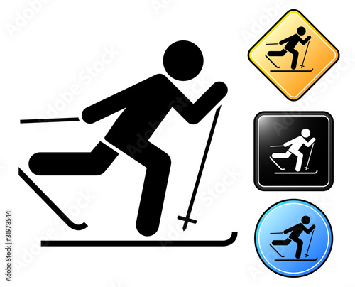 Cross country skiing pictogram and signs